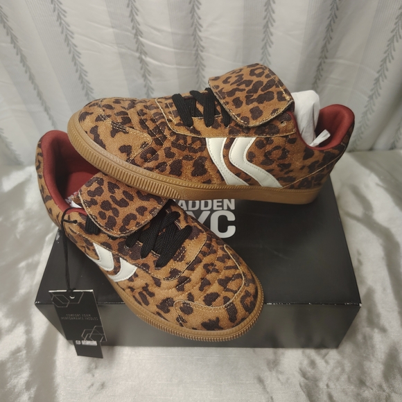 NWT- Madden NYC Leopard Print Fold Over Lace Up Sneakers - Picture 2 of 4